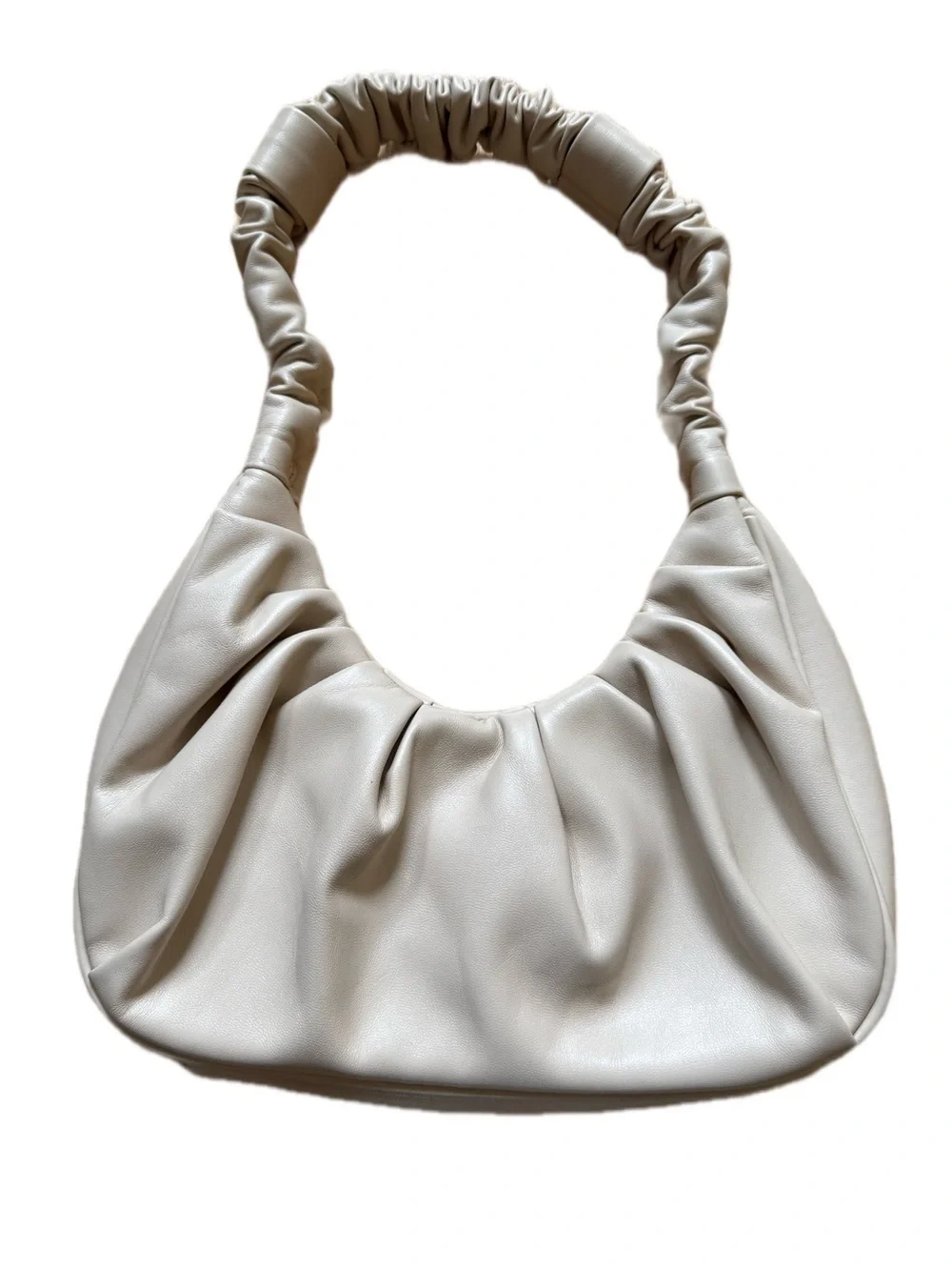 Chanrs Keatn Light Cream Ruched Hobo Bag